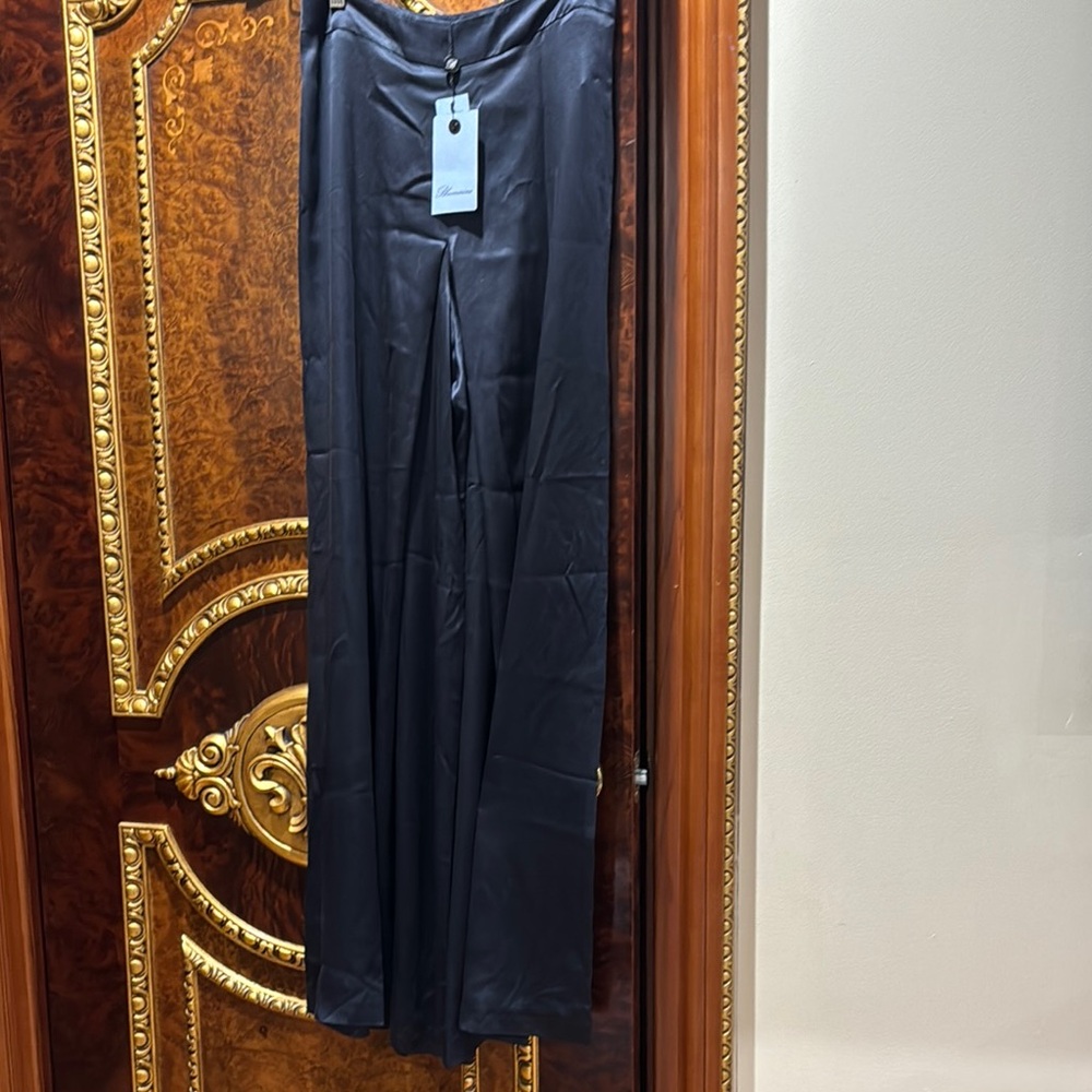 Elegant Black Silk Wide-Leg Pants